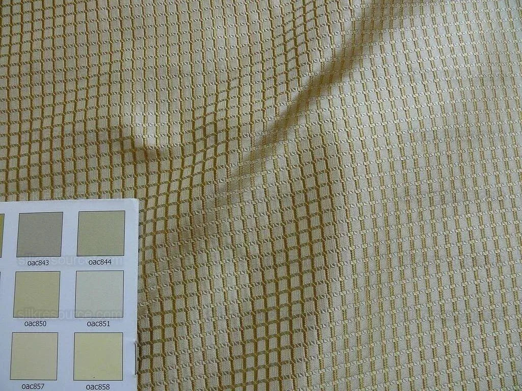 100% Silk Jacquard Dashed Square Texture "blonde" Cream Plaid