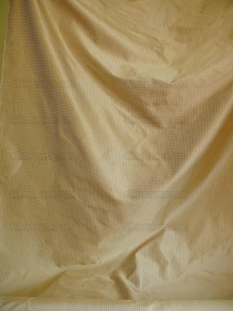 100% Silk Jacquard Dashed Square Texture "blonde" Cream Plaid