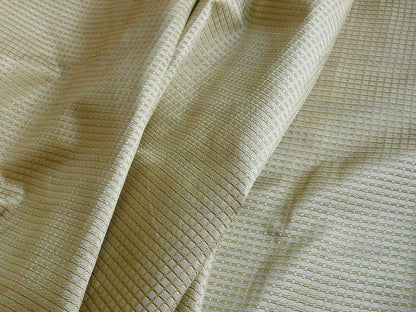 100% Silk Jacquard Dashed Square Texture "blonde" Cream Plaid