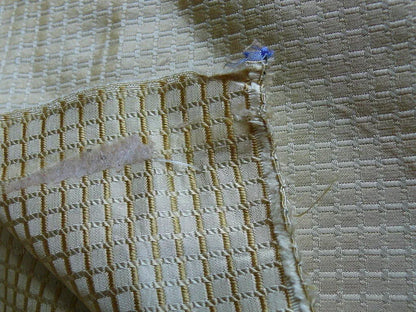 100% Silk Jacquard Dashed Square Texture "blonde" Cream Plaid