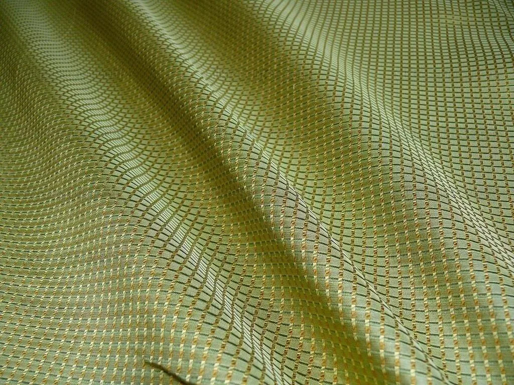 100% Silk Jacquard Dashed Square Texture "arcadia" Green Plaid