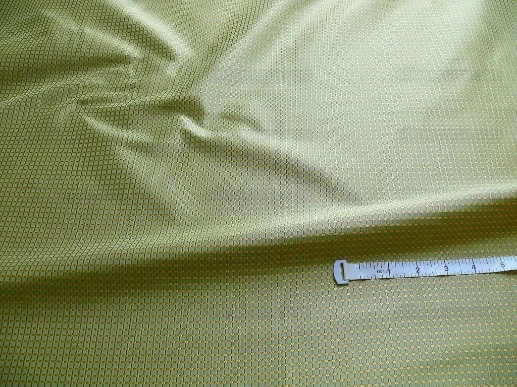 100% Silk Jacquard Dashed Square Texture "arcadia" Green Plaid