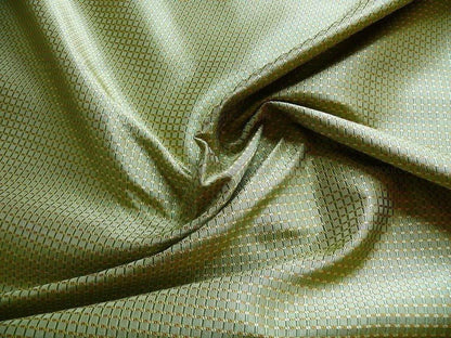 100% Silk Jacquard Dashed Square Texture "arcadia" Green Plaid