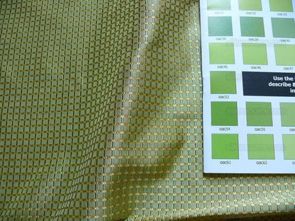 100% Silk Jacquard Dashed Square Texture "arcadia" Green Plaid