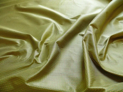 100% Silk Jacquard Dashed Square Texture "arcadia" Green Plaid