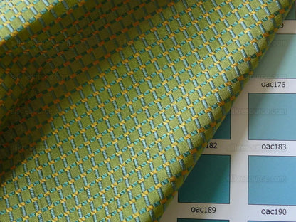 100% Silk Jacquard Dashed Square Texture "emerald" Green Plaid