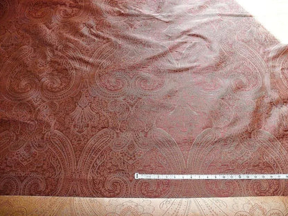 Levant 100% Silk Fine Line Damask Lampas Paisley "red Pepper" Red Pink Gold Large Medallion Red Gold Reversible