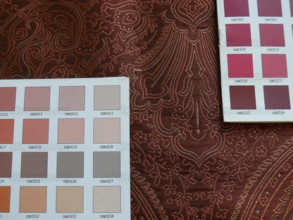 Levant 100% Silk Fine Line Damask Lampas Paisley "red Pepper" Red Pink Gold Large Medallion Red Gold Reversible