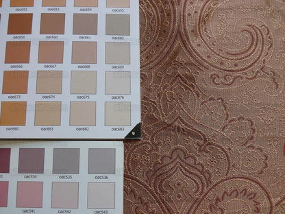 Levant 100% Silk Fine Line Damask Lampas Paisley "red Pepper" Red Pink Gold Large Medallion Red Gold Reversible