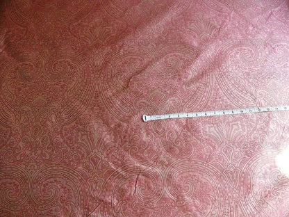by yard Levant 100% Silk Fine Line Damask Lampas Paisley "sprig" Pink Large Medallion Reversible
