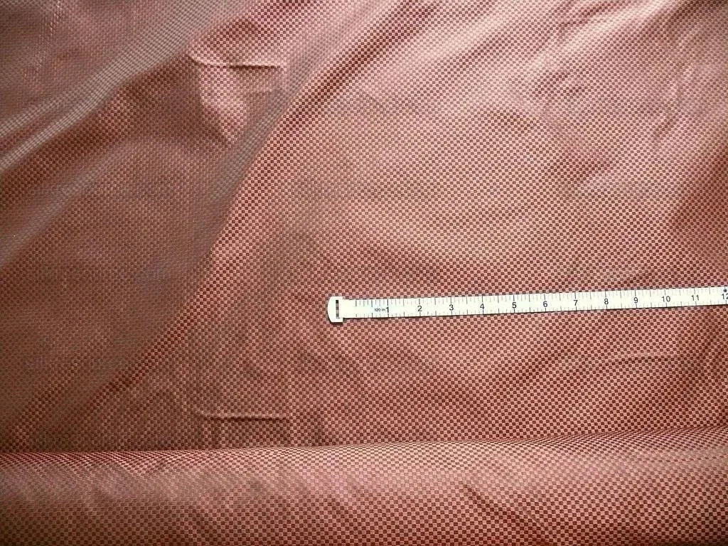 High End 100% Silk Mini Check  "zinnia" Red Brown Heavy! MSRP USD275/Y