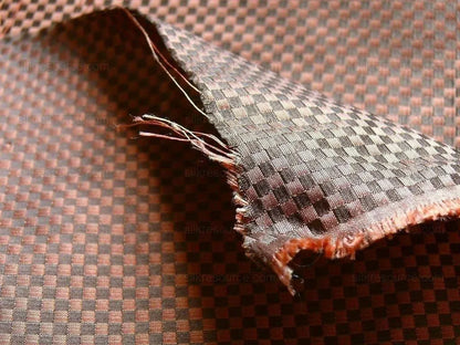 High End 100% Silk Mini Check  "zinnia" Red Brown Heavy! MSRP USD275/Y