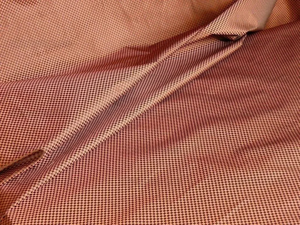 High End 100% Silk Mini Check  "zinnia" Red Brown Heavy! MSRP USD275/Y