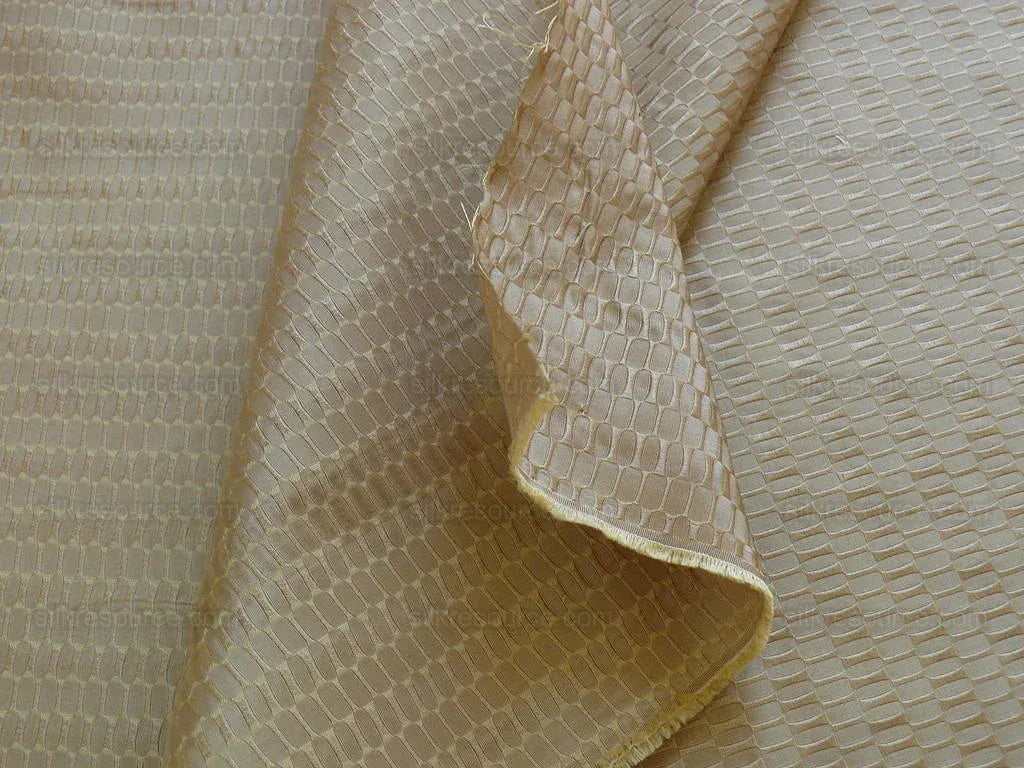 100% Silk Jacquard Oval Lozenge "wheat" Gold