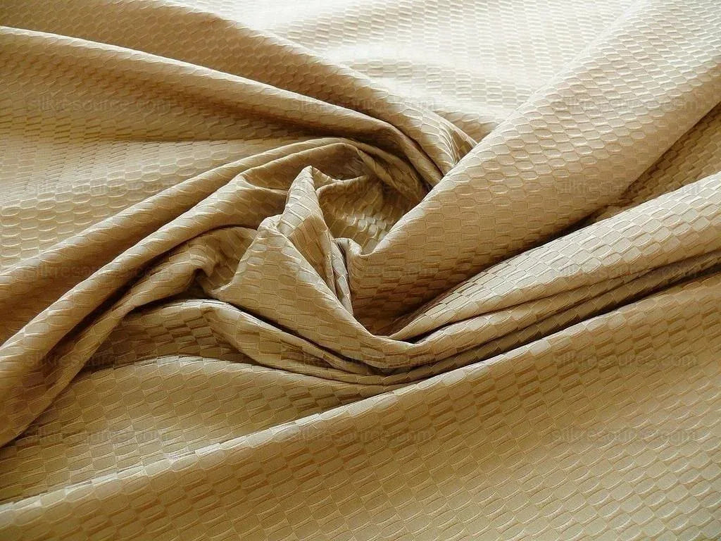 100% Silk Jacquard Oval Lozenge "wheat" Gold