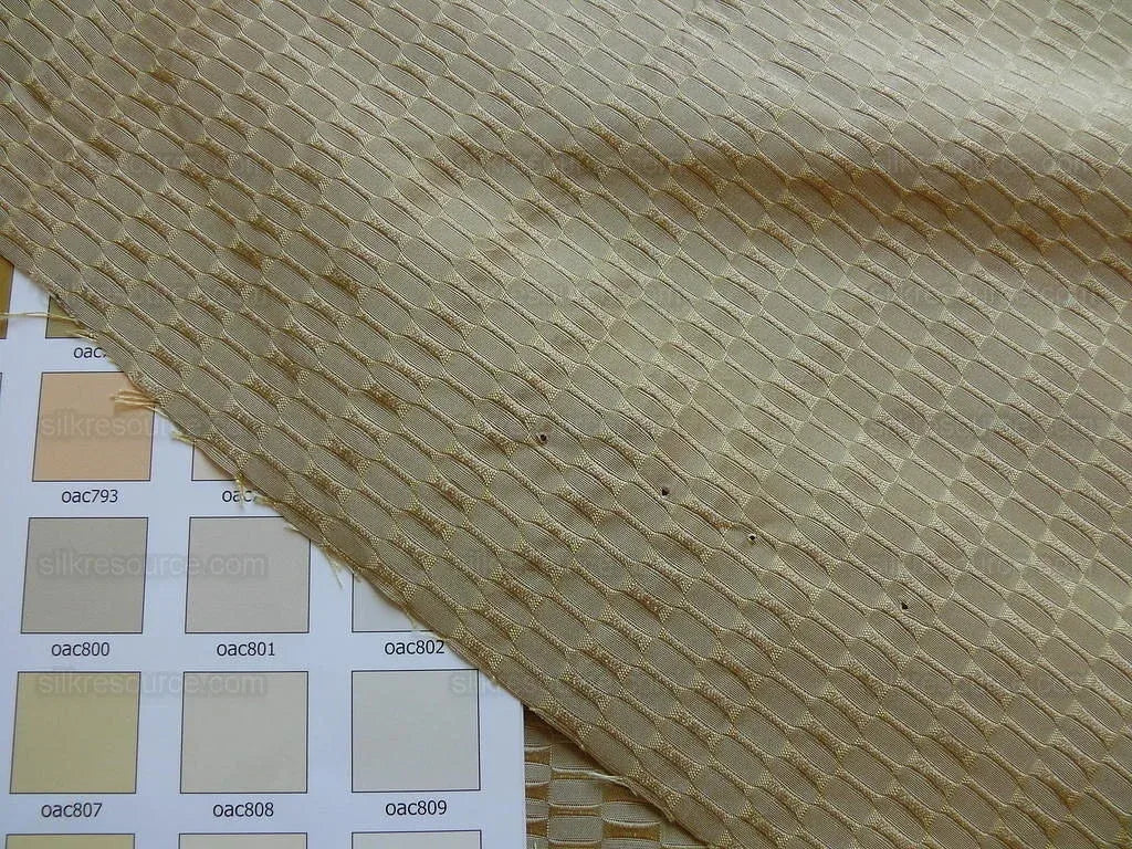 100% Silk Jacquard Oval Lozenge "wheat" Gold