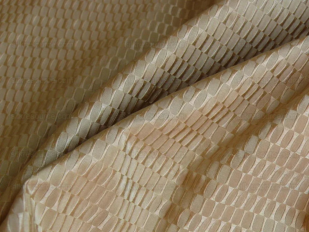 100% Silk Jacquard Oval Lozenge "wheat" Gold