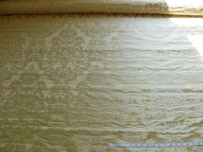 by yard 100% Silk Damask Raw Texture Floral "vanilla" Ecru Cream