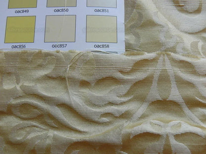 by yard 100% Silk Damask Raw Texture Floral "vanilla" Ecru Cream