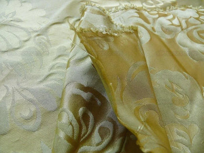 by yard 100% Silk Damask Raw Texture Floral "foggy Green"