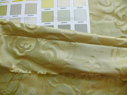 by yard 100% Silk Damask Raw Texture Floral "foggy Green"