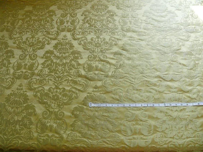 by yard 100% Silk Damask Raw Texture Floral "foggy Green"