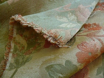 Rm Coco 100% Silk Lampas Autumn Tri-leaf Flower "monarch" Gold Red Green MSRP USD 199.90/y