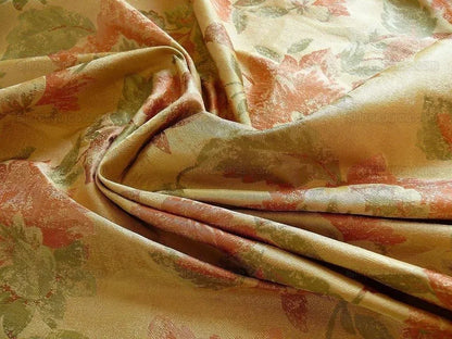 Rm Coco 100% Silk Lampas Autumn Tri-leaf Flower "monarch" Gold Red Green MSRP USD 199.90/y