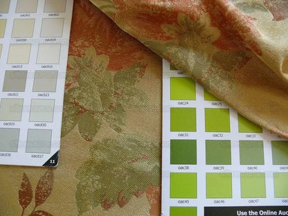 Rm Coco 100% Silk Lampas Autumn Tri-leaf Flower "monarch" Gold Red Green MSRP USD 199.90/y