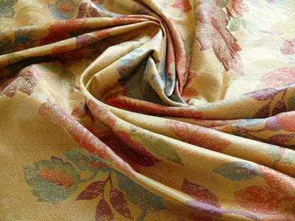 Rm Coco100%silk Lampas Autumn Tri-leaf Flower "mixed Berry" Gold Blue Red Green Purple MSRP USD 199.90/y