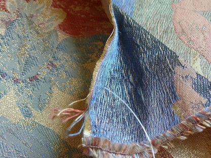 Rm Coco100%silk Lampas Autumn Tri-leaf Flower "mixed Berry" Gold Blue Red Green Purple MSRP USD 199.90/y