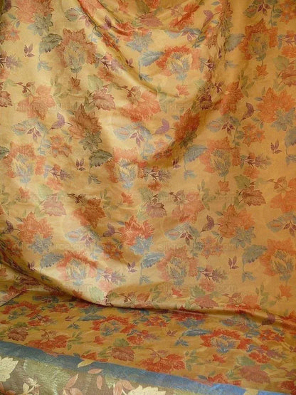 Rm Coco100%silk Lampas Autumn Tri-leaf Flower "mixed Berry" Gold Blue Red Green Purple MSRP USD 199.90/y