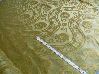 100% Silk Damask Peony River - Palm Green