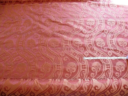 100% Silk Damask Peony River - Spice Red