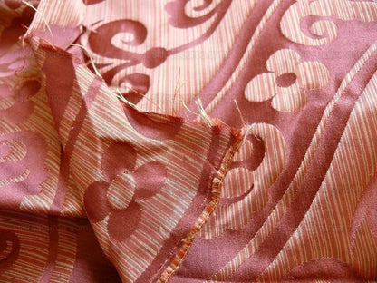 100% Silk Damask Peony River - Spice Red