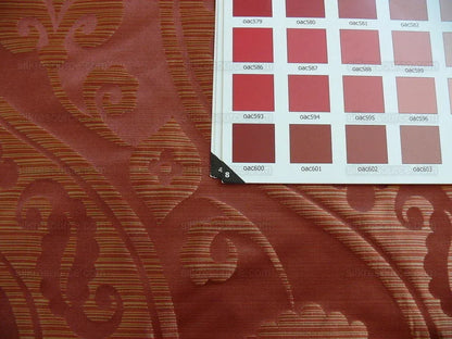 100% Silk Damask Peony River - Spice Red