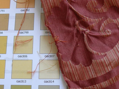 100% Silk Damask Peony River - Spice Red