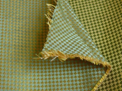 High End 100% Silk Mini Check "thyme" Green Gold Heavy! MSRP USD275/Y