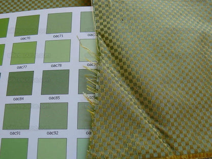 High End 100% Silk Mini Check "thyme" Green Gold Heavy! MSRP USD275/Y