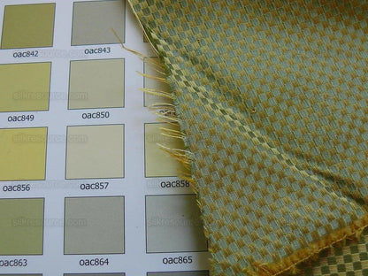 High End 100% Silk Mini Check "thyme" Green Gold Heavy! MSRP USD275/Y