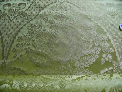 by yard 100% Silk Renaissance Damask "willow" Green