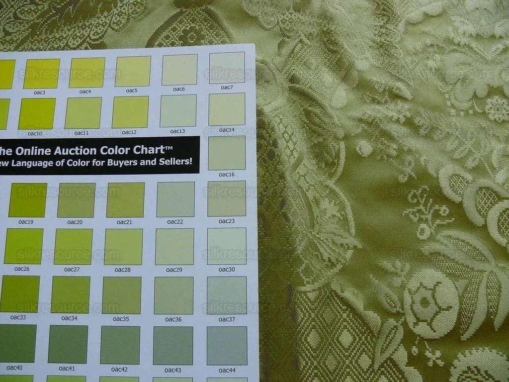 by yard 100% Silk Renaissance Damask "willow" Green