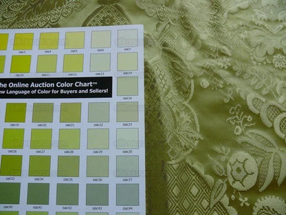 by yard 100% Silk Renaissance Damask "willow" Green