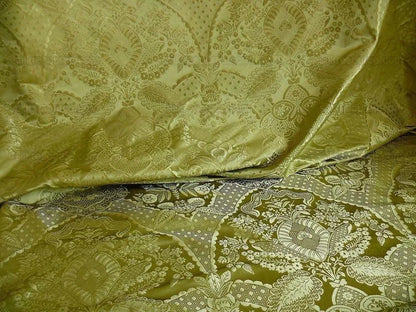 by yard 100% Silk Renaissance Damask "willow" Green