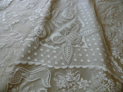 100% Silk Renaissance Damask "biscotti" Ecru Cream