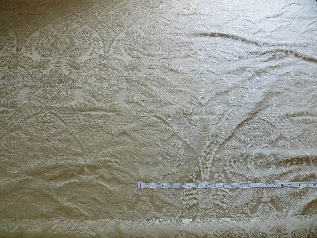 100% Silk Renaissance Damask "biscotti" Ecru Cream