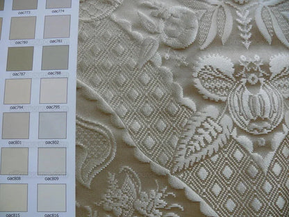 100% Silk Renaissance Damask "biscotti" Ecru Cream