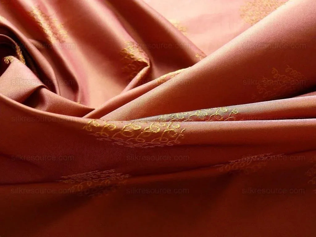Bty 100% Silk Damask Loop Doodle "amber" Orange Red Gold MSRP USD 200+/Y