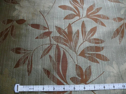 By yard 100% Silk Lampas Bali Breeze "patina" Blue-gray Walnut Brown Tropical Reversible