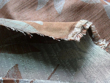 By yard 100% Silk Lampas Bali Breeze "patina" Blue-gray Walnut Brown Tropical Reversible